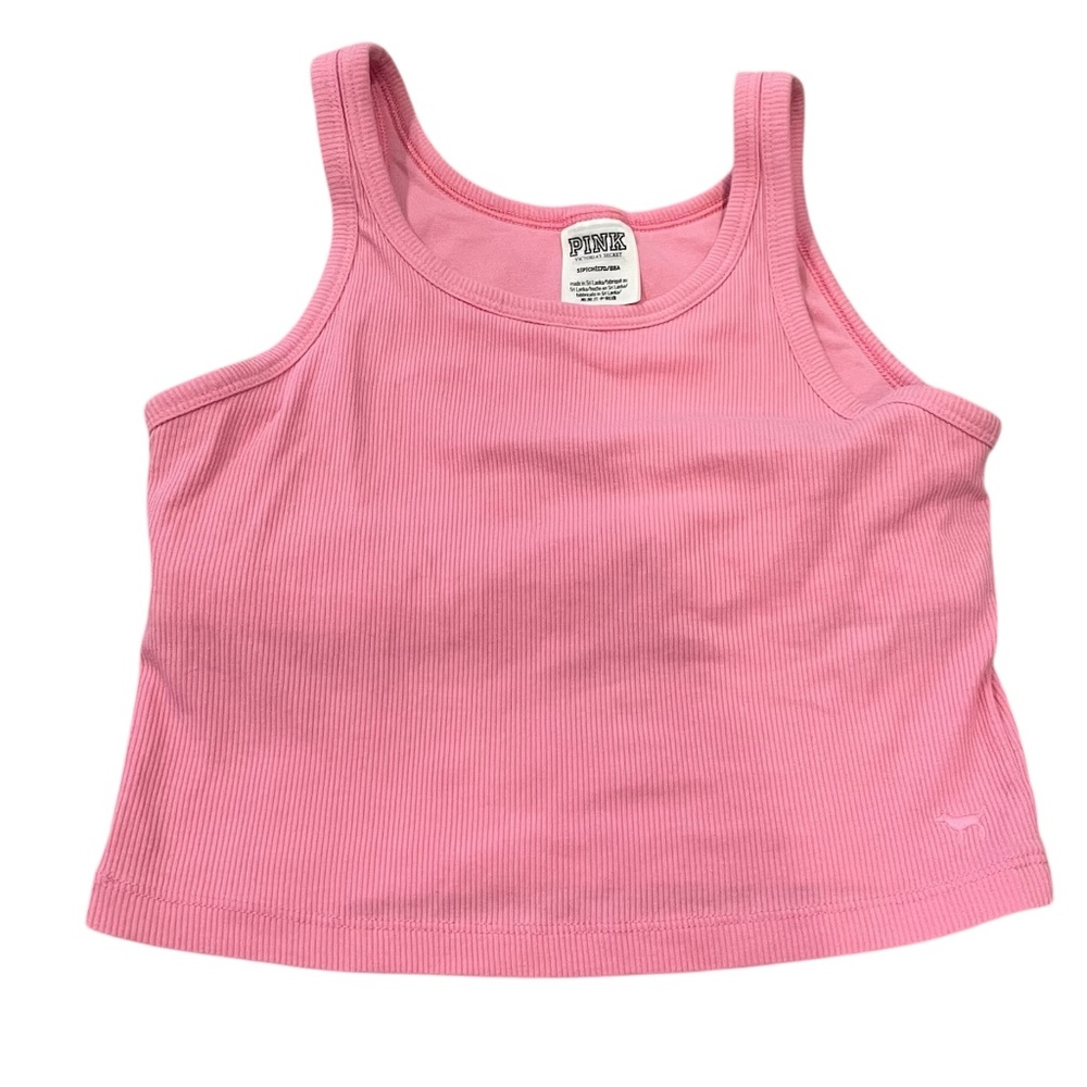 Pink Victoria’s Secret Tank Cropped Shirt Built in Bra Women’s Size S